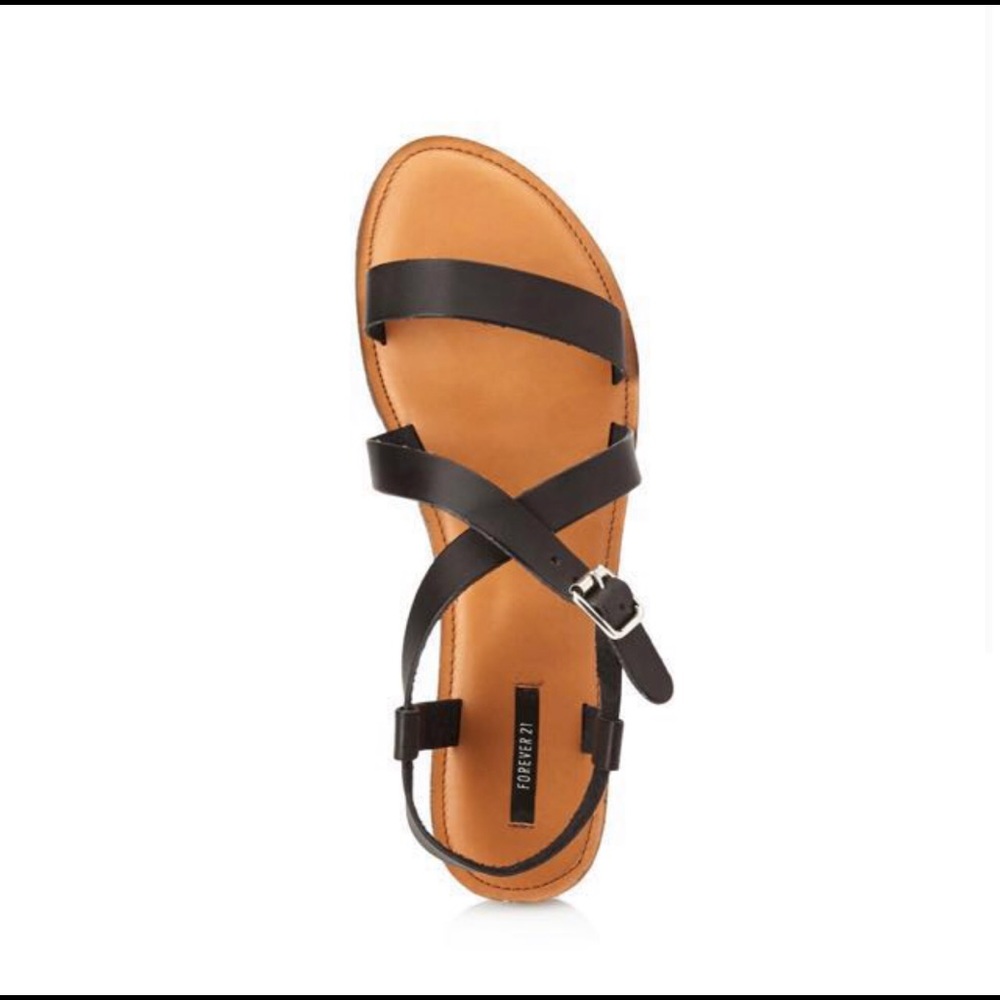 Black flat strappy sandals